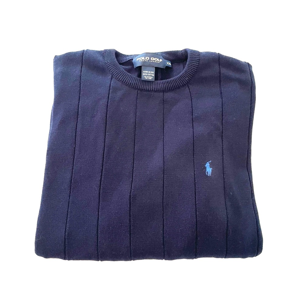 Polo Golf Sweater Mens XXL Cable Knit Blue "Blue Pony" Cotton